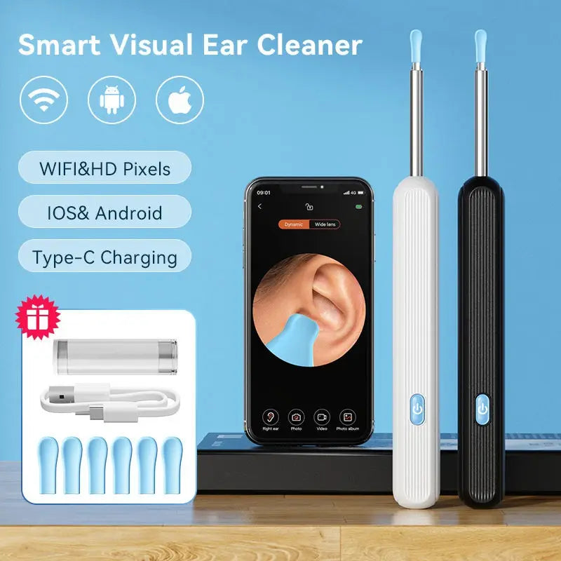 Ear Cleaner High Precision Ear Wax Removal Tool With Camera With LED Light Wireless Cleaner Smart Ear Cleaning Kit