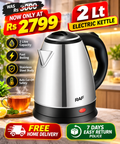 RAF KT-200 Electric Kettle (2.0 Ltr) Concealed – Steel Body - Durable Appliance Designed For Quick Water Boiling In The Kitchen
