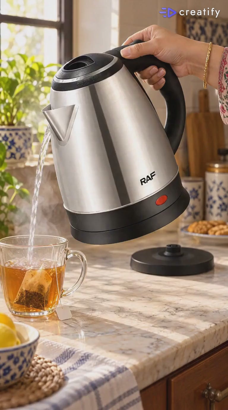 RAF KT-200 Electric Kettle (2.0 Ltr) Concealed – Steel Body - Durable Appliance Designed For Quick Water Boiling In The Kitchen